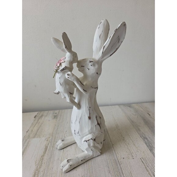 Regency rabbit bunny Easter statue figurine spring flower daisy hare shabby chic - Picture 1 of 8